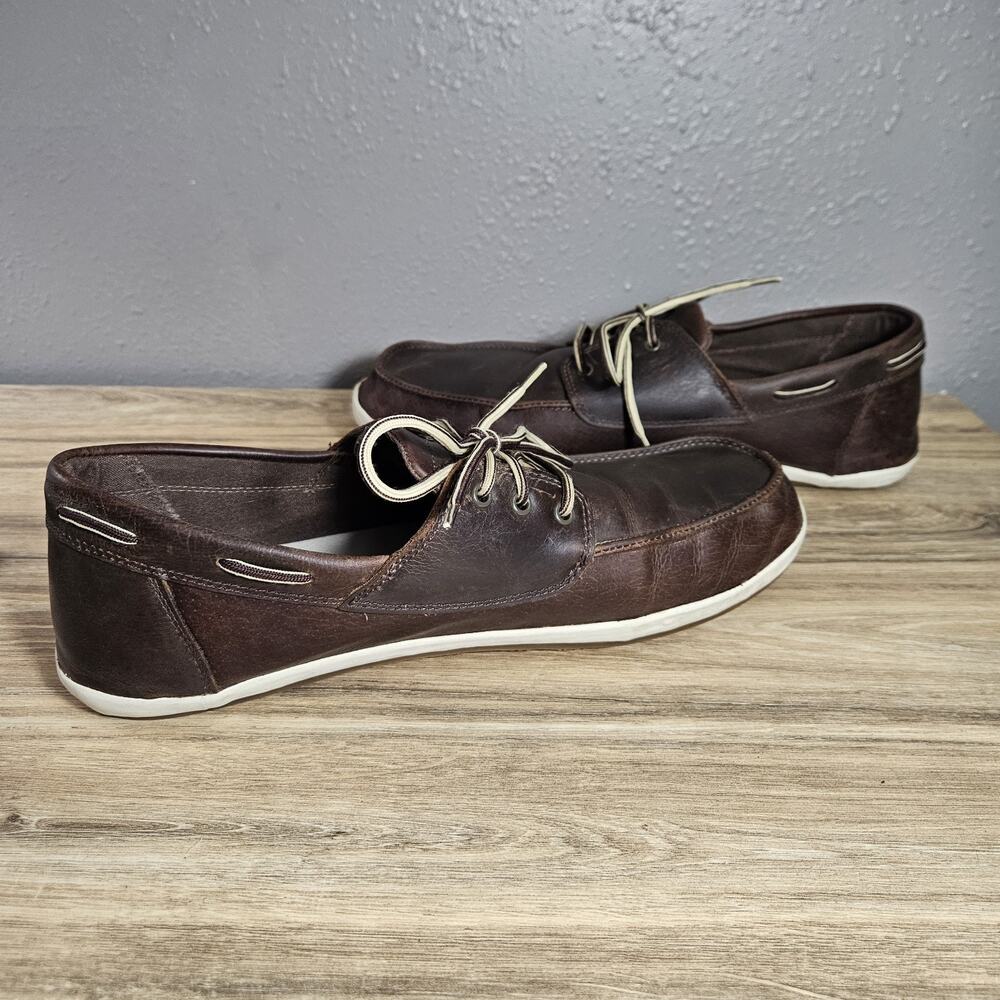 Sanuk Boat Shoes Brown Leather Men's US 14 Coastal Preppy Comfort Normcore